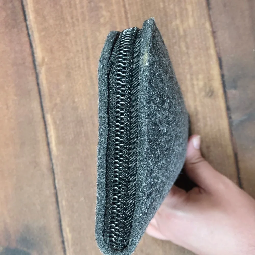 NicPro Pencil Case Pouch Gray Excellent Felt Zippered Organizer Accessory Bag
